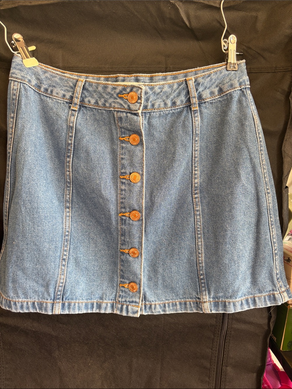 Forever 21 Light Blue Button-Front Denim Mini Skirt